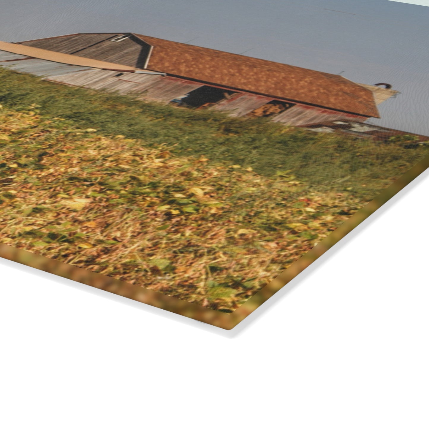 U R There Photography Slattery Road Saltbox Grey Rustic Farmhouse Tempered-Glass Cutting Board