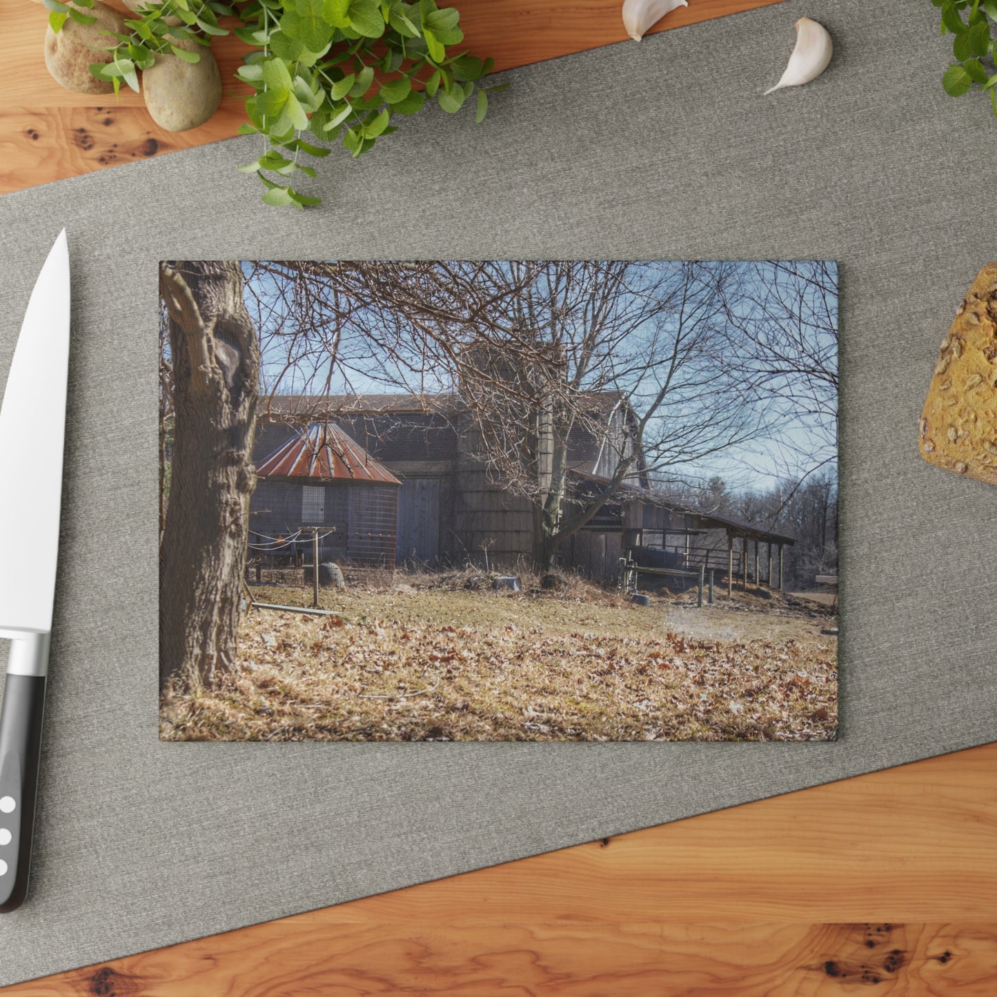 U R There Photography Hagerman Hidden Rustic Farmhouse Tempered-Glass Cutting Board