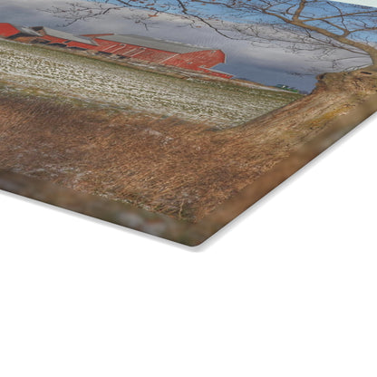 U R There Photography Approaching Storm on Edward Road Rustic Farmhouse Tempered-Glass Cutting Board