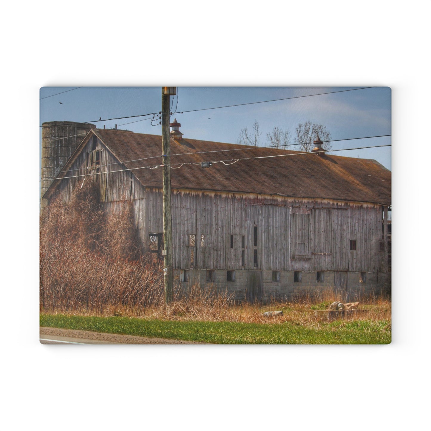 Barn Boutique Rustic Tempered-Glass Cutting Board| Metamora M-24 Grey III