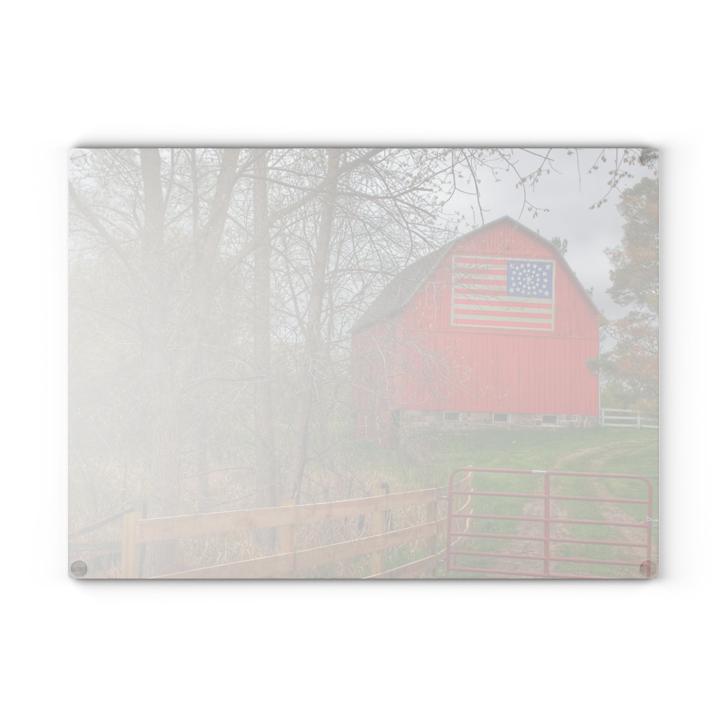 U R There Photography Patriot Red Rustic Farmhouse Tempered-Glass Cutting Board