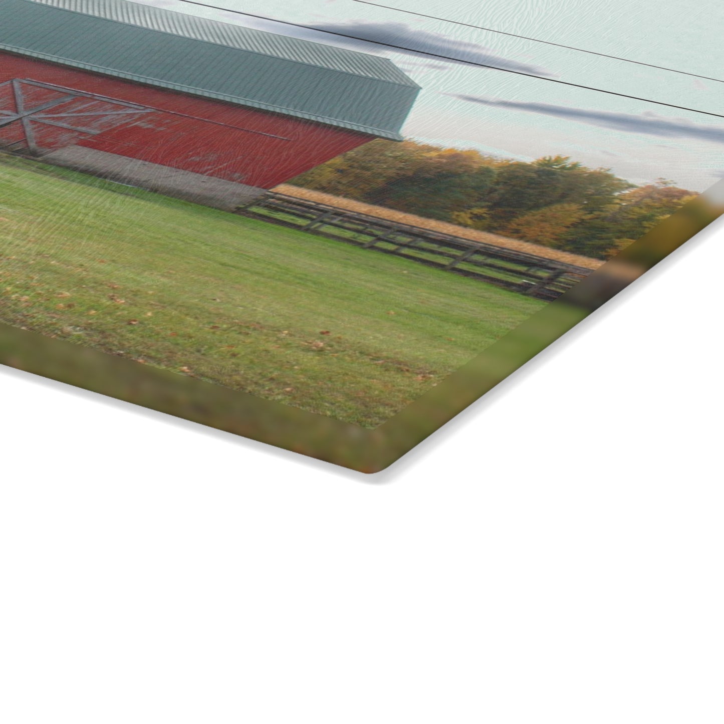 U R There Photography Bowers Roadside Red Rustic Farmhouse Tempered-Glass Cutting Board