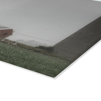 U R There Photography Farm in the Fog Rustic Farmhouse Tempered-Glass Cutting Board