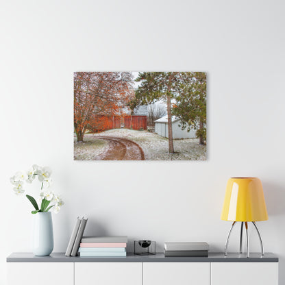 U R There Photography North Lake Pleasant Road Hidden Red Rustic Farmhouse Acrylic Wall Print