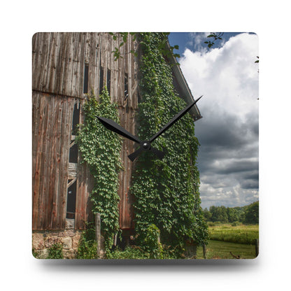 U R There Photography North Branch Ivy Grey II Rustic Farmhouse Acrylic Analog Wall Clock