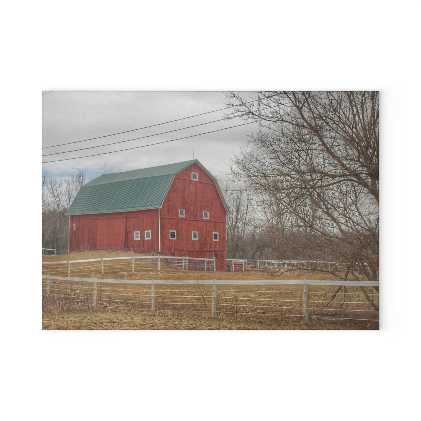 U R There Photography Diehl Road Red Rustic Farmhouse Tempered-Glass Cutting Board