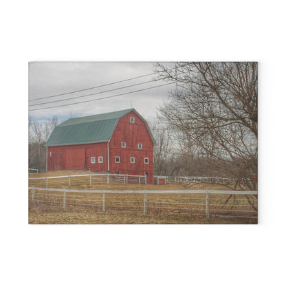 U R There Photography Diehl Road Red Rustic Farmhouse Tempered-Glass Cutting Board