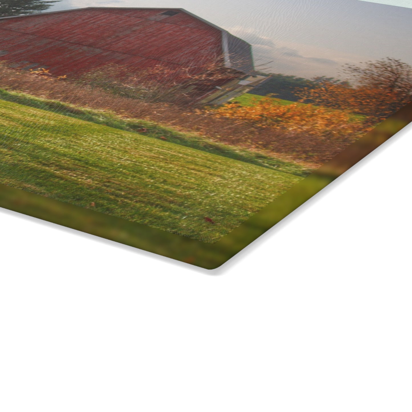 U R There Photography Invitational Drive Red Rustic Farmhouse Tempered-Glass Cutting Board