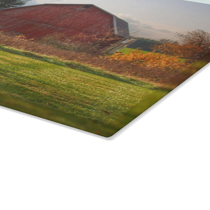 U R There Photography Invitational Drive Red Rustic Farmhouse Tempered-Glass Cutting Board