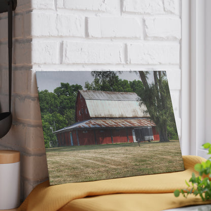 U R There Photography West Hurd Road Red Rustic Farmhouse Tempered-Glass Cutting Board