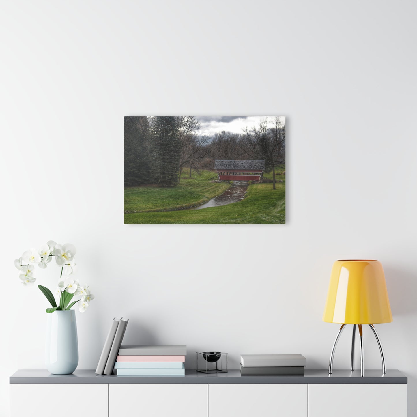 U R There Photography Hadley Covered Bridge III Rustic Farmhouse Acrylic Wall Print