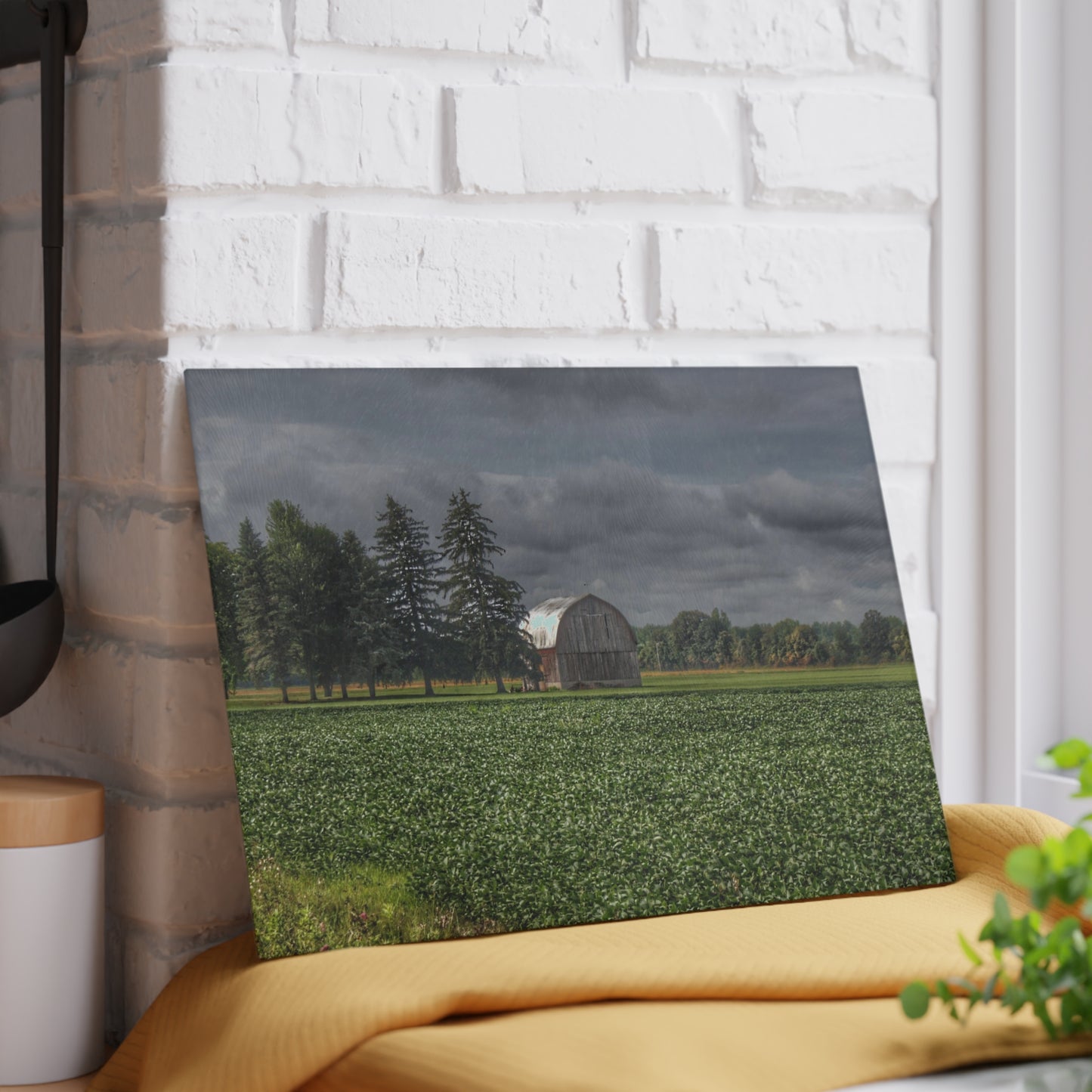 U R There Photography Belsay Grey Among the Pines Rustic Farmhouse Tempered-Glass Cutting Board