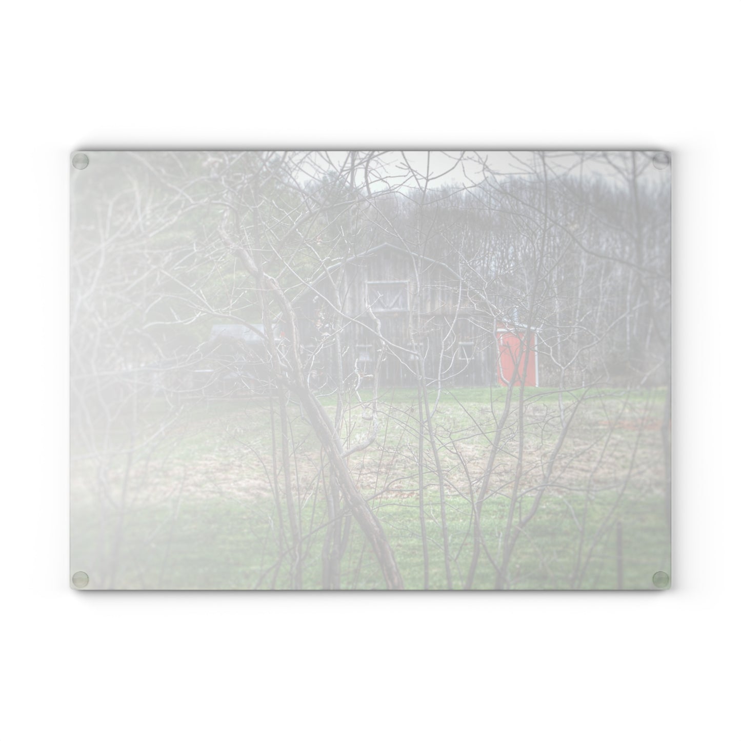 U R There Photography Hidden Capac Grey Rustic Farmhouse Tempered-Glass Cutting Board