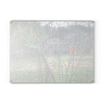 U R There Photography Hidden Capac Grey Rustic Farmhouse Tempered-Glass Cutting Board