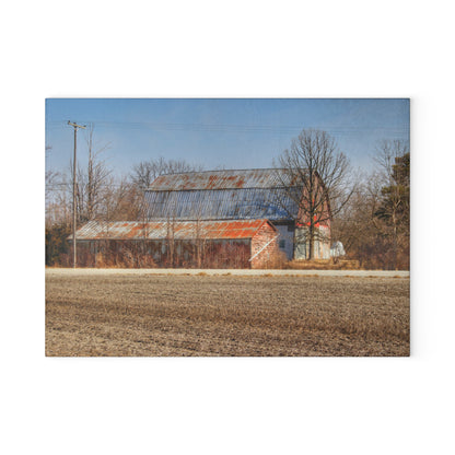 U R There Photography Indian Trail Rusted Reds I Rustic Farmhouse Tempered-Glass Cutting Board