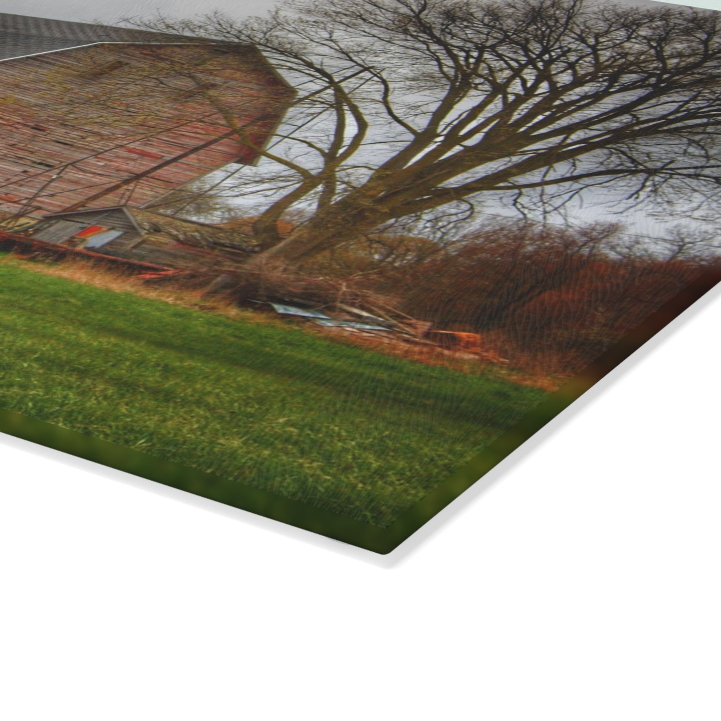 U R There Photography Ashley Drive Fieldstone Red Rustic Farmhouse Tempered-Glass Cutting Board