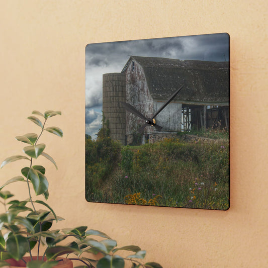 U R There Photography Castle Road White Rustic Farmhouse Acrylic Analog Wall Clock