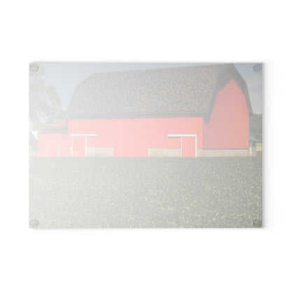 U R There Photography Elba Red I Rustic Farmhouse Tempered-Glass Cutting Board