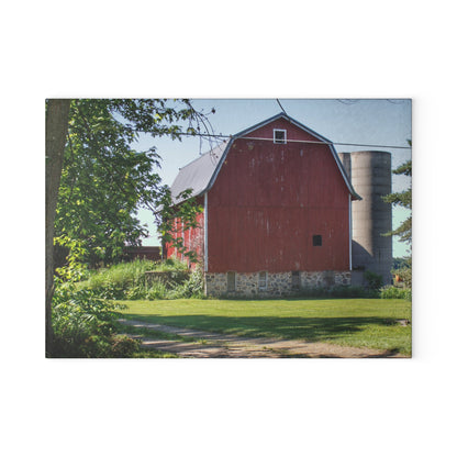 U R There Photography Mayville Road Red Rustic Farmhouse Tempered-Glass Cutting Board