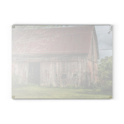 U R There Photography Columbiaville Roadside Grey and Rusted Rustic Farmhouse Tempered-Glass Cutting Board