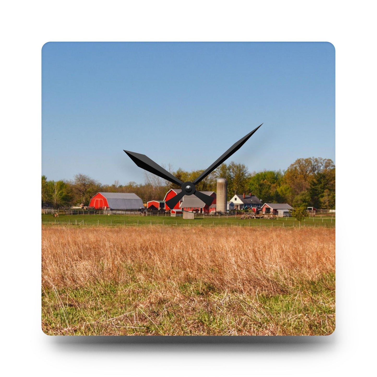 U R There Photography East Millington Road Farm Rustic Farmhouse Acrylic Analog Wall Clock