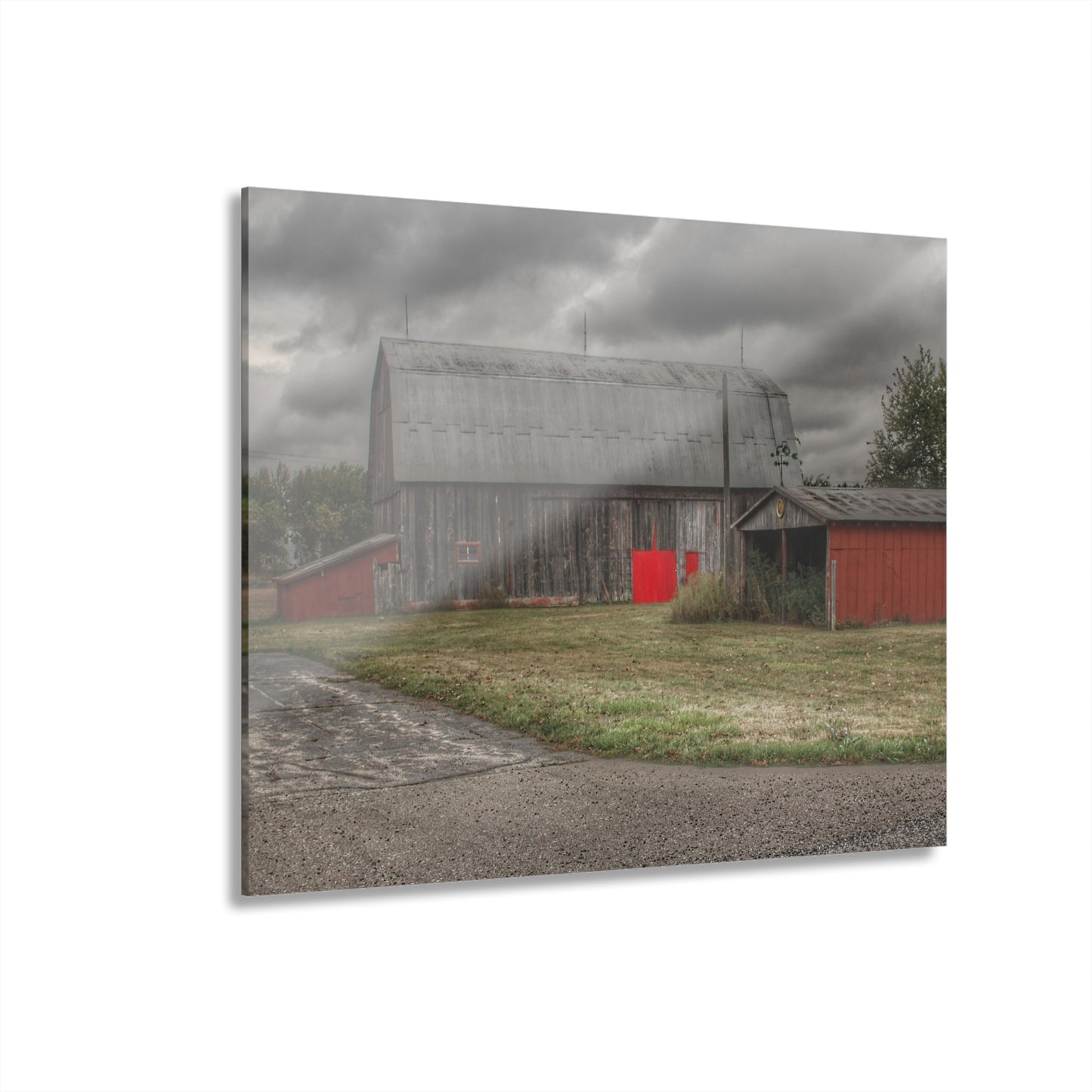 U R There Photography Wadsworth Road Grey Saltbox Rustic Farmhouse Acrylic Wall Print