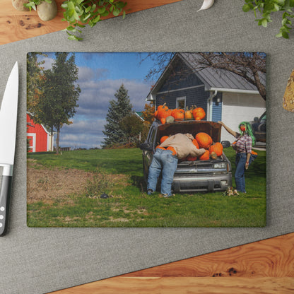 U R There Photography Lippincott Pumpkins Rustic Farmhouse Tempered-Glass Cutting Board