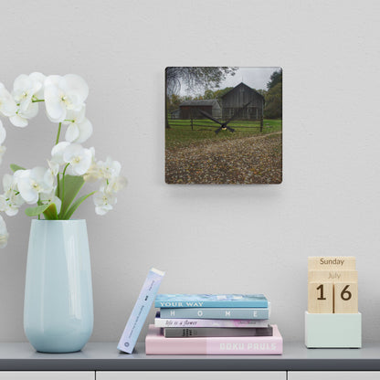 U R There Photography Wilder Road Greys II Rustic Farmhouse Acrylic Analog Wall Clock