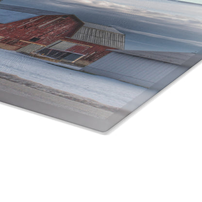 U R There Photography Glover Road Red Rustic Farmhouse Tempered-Glass Cutting Board