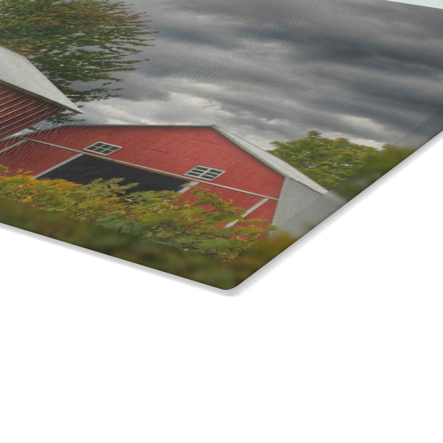 U R There Photography Pinstripe Barn and Buddy I Rustic Farmhouse Tempered-Glass Cutting Board