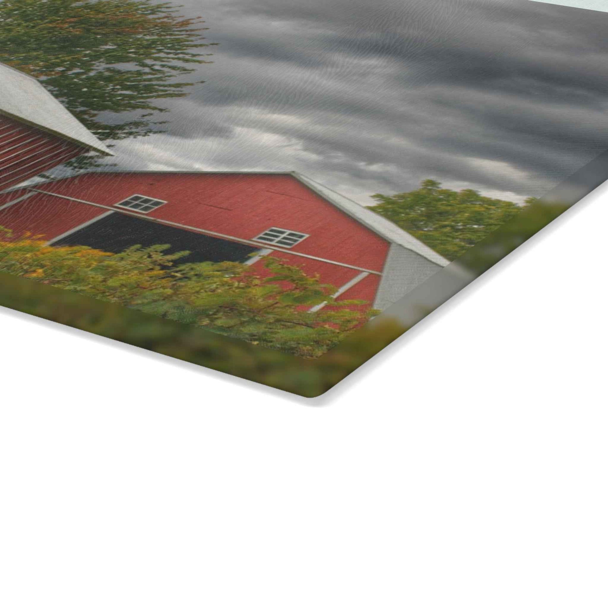 U R There Photography Pinstripe Barn and Buddy I Rustic Farmhouse Tempered-Glass Cutting Board