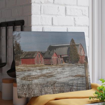 U R There Photography Wilder Road Reds Rustic Farmhouse Tempered-Glass Cutting Board