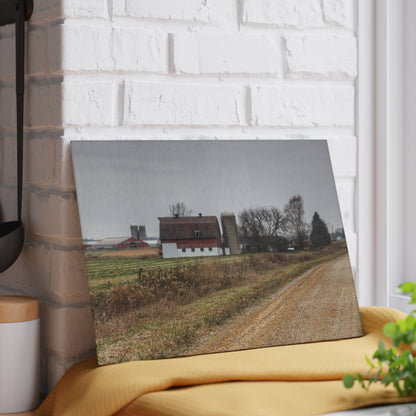 U R There Photography Gates Road Farm Rustic Farmhouse Tempered-Glass Cutting Board