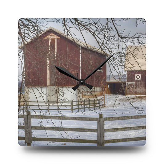 Ebeling Brown Rustic Farmhouse Acrylic Analog Wall Clock 10.75'' × 10.75'' (Square)