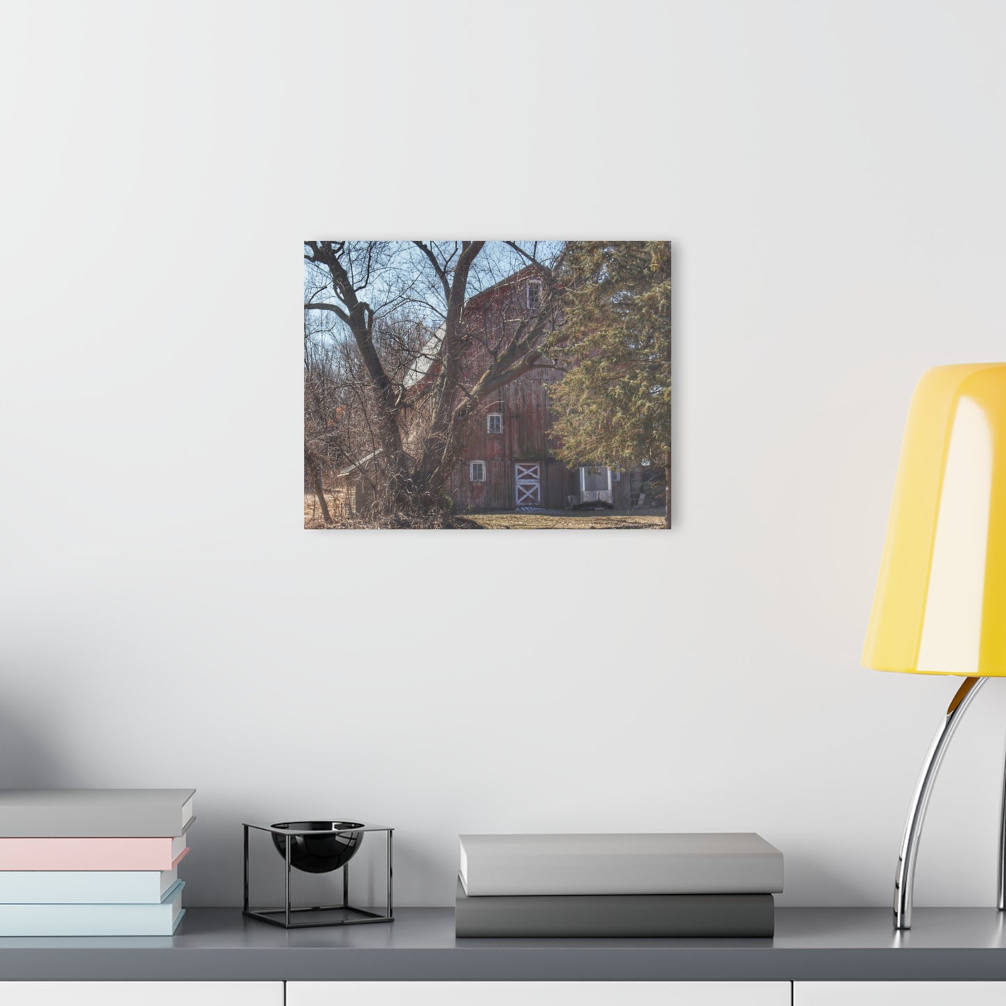 U R There Photography Lakeville Road Hidden Red Rustic Farmhouse Acrylic Wall Print