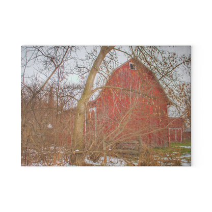 U R There Photography Holmes Road Red I Rustic Farmhouse Tempered-Glass Cutting Board