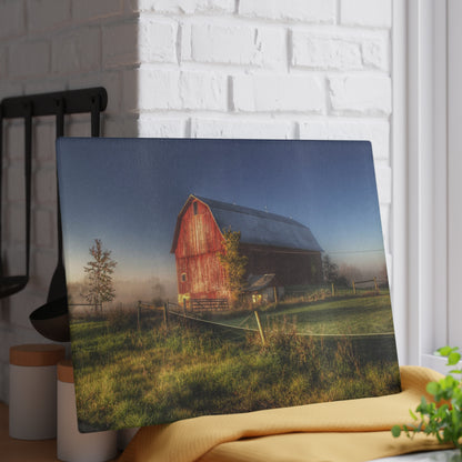 U R There Photography Columbiaville Red I Rustic Farmhouse Tempered-Glass Cutting Board