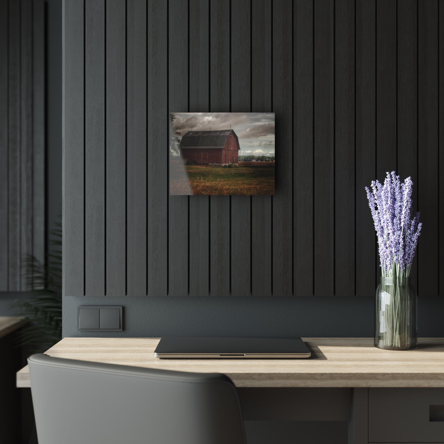 U R There Photography Fairgrove-Deckerville Red Rustic Farmhouse Acrylic Wall Print