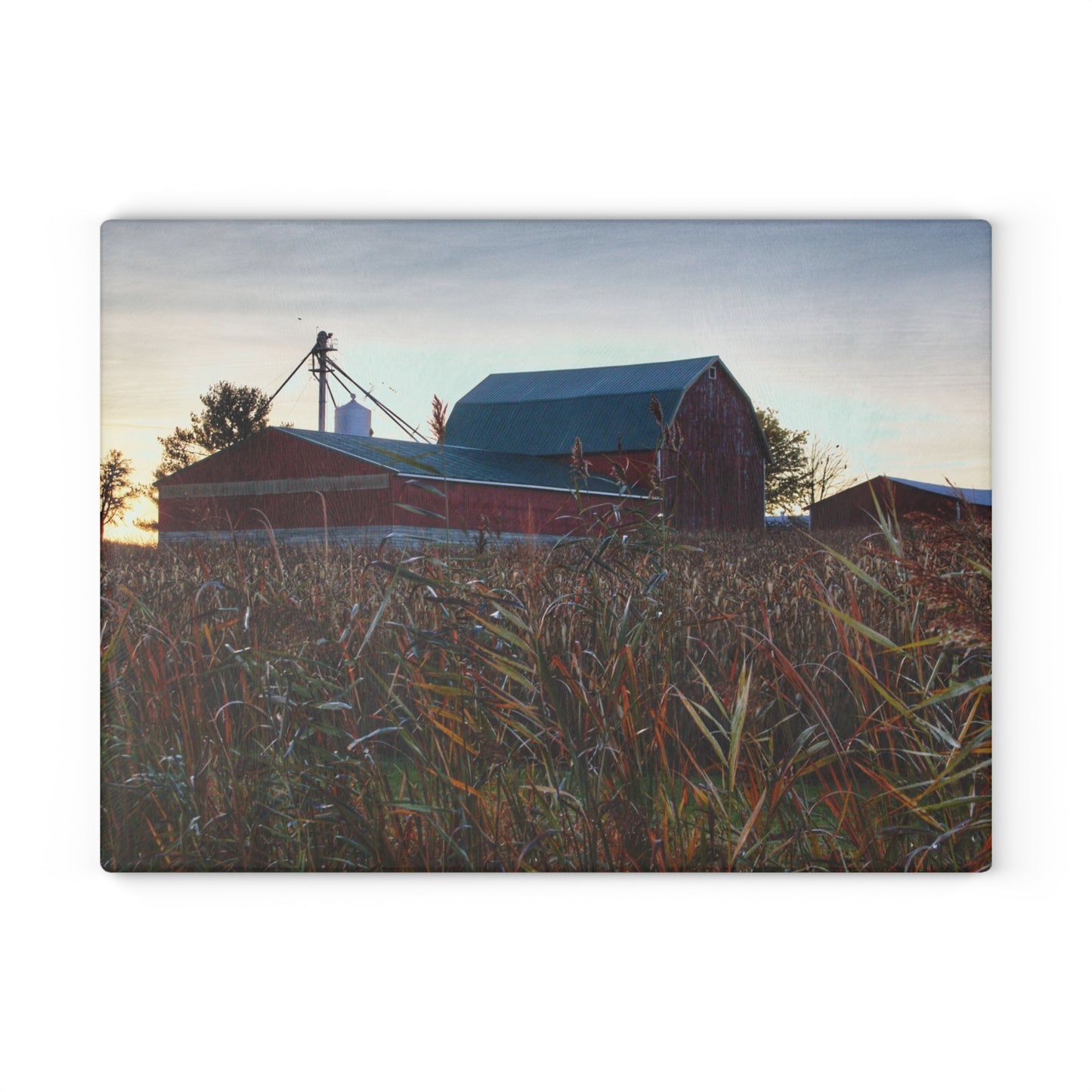 U R There Photography Haines Road Hidden Reds Rustic Farmhouse Tempered-Glass Cutting Board