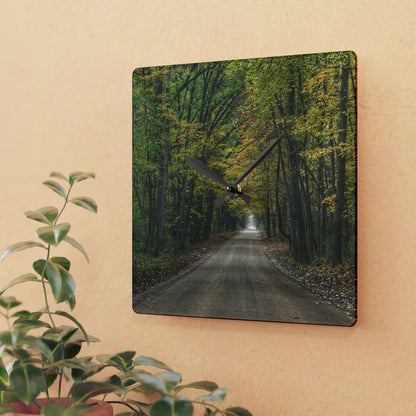 U R There Photography Country Roads in Dryden IV Rustic Farmhouse Acrylic Analog Wall Clock