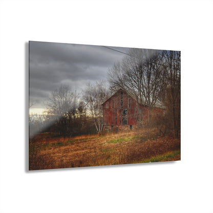 U R There Photography December Fieldstone Red Rustic Farmhouse Acrylic Wall Print