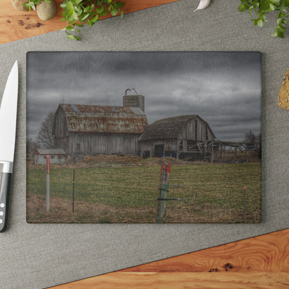 U R There Photography Dodge Road Grey II Rustic Farmhouse Tempered-Glass Cutting Board