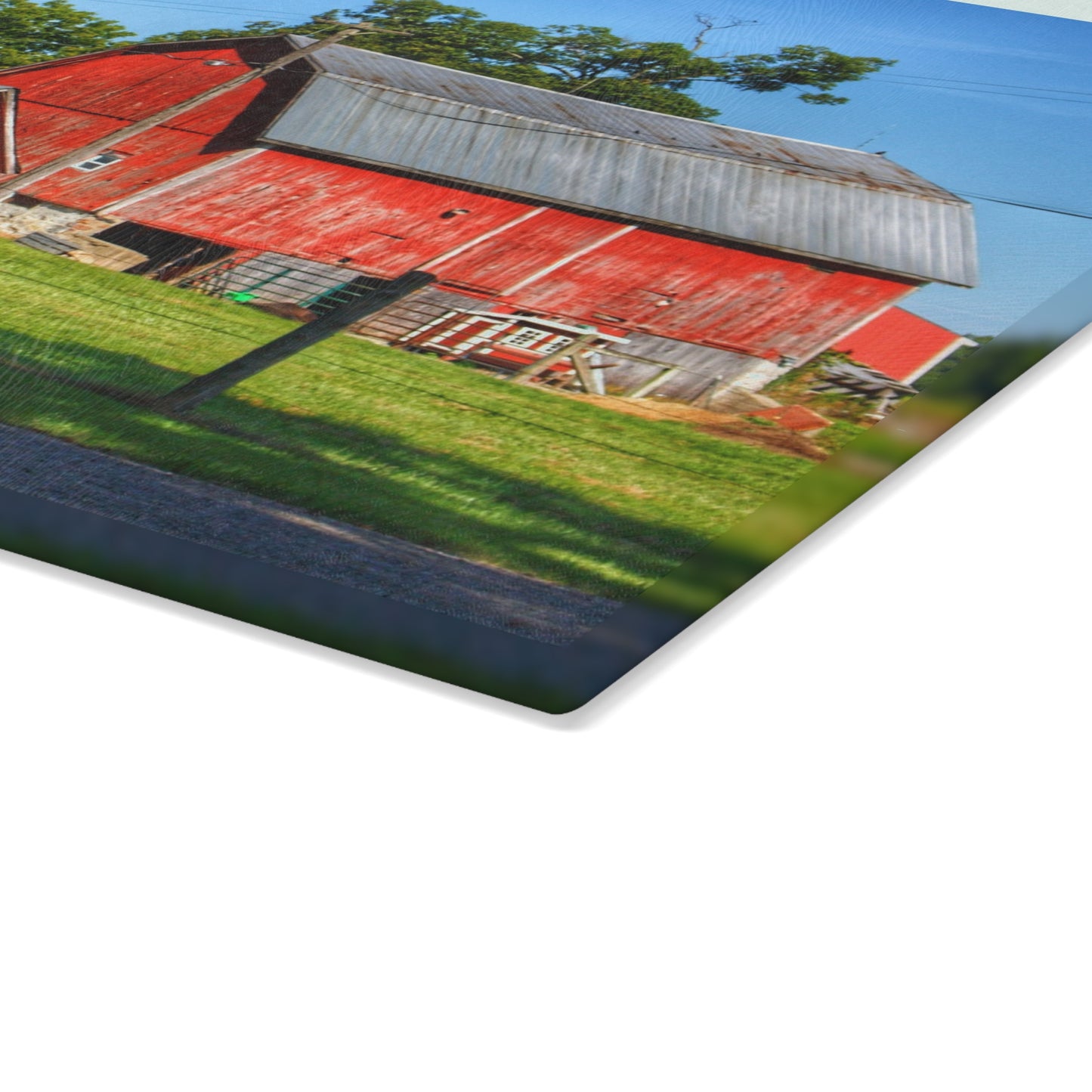 U R There Photography Frances Road Reds I Rustic Farmhouse Tempered-Glass Cutting Board