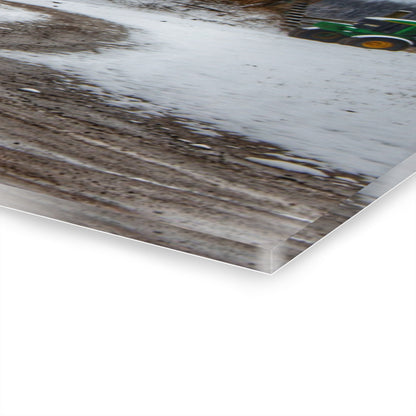 U R There Photography Marathon Road Red in Winter Rustic Farmhouse Acrylic Wall Print