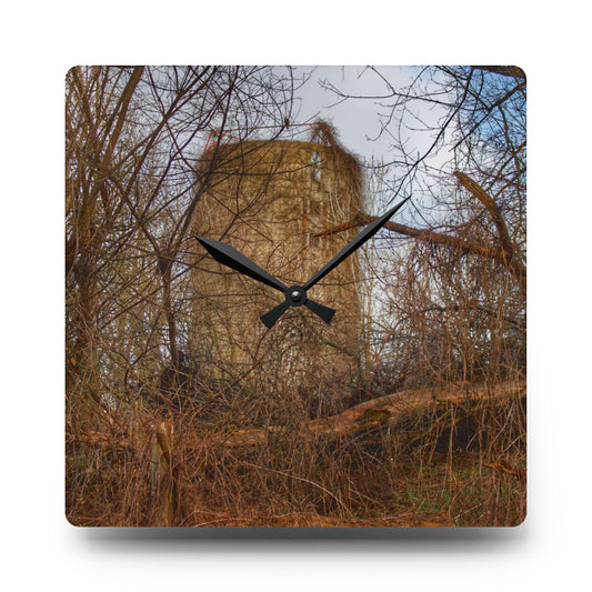 Hidden Silo of Fostoria Rustic Farmhouse Acrylic Analog Wall Clock 10.75'' × 10.75'' (Square)