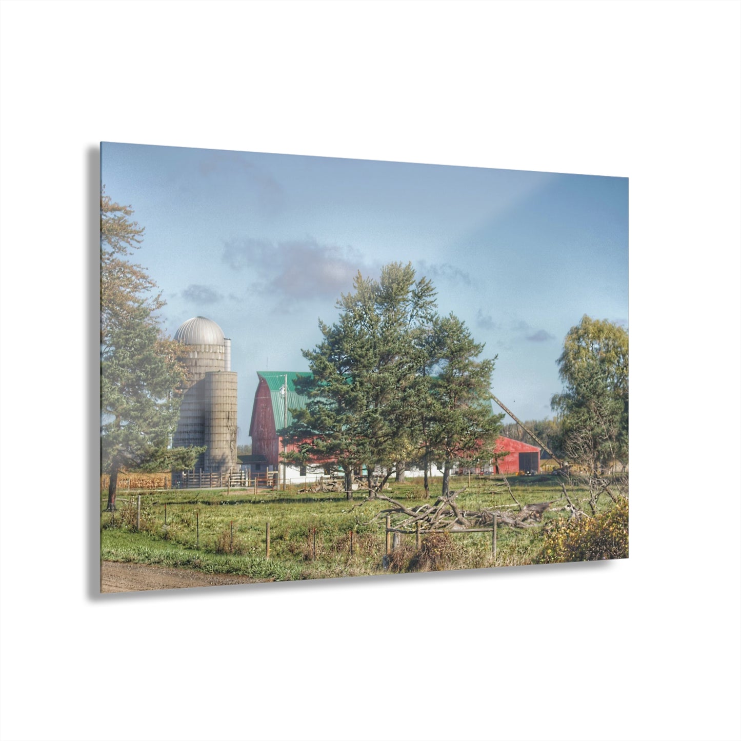 U R There Photography Croswell Wagner Road Red Rustic Farmhouse Acrylic Wall Print
