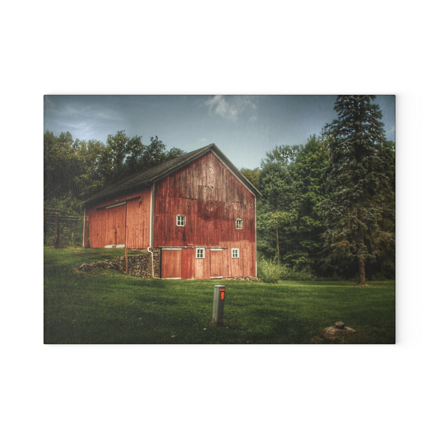 U R There Photography Buckhorn Lake Road Red Rustic Farmhouse Tempered-Glass Cutting Board