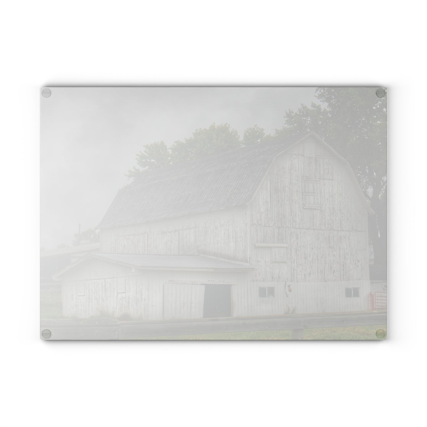 U R There Photography Columbiaville White Rustic Farmhouse Tempered-Glass Cutting Board