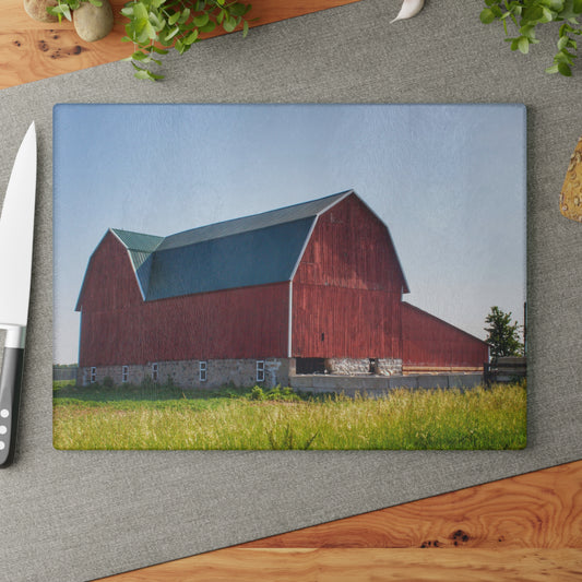 U R There Photography Burnside Red Rustic Farmhouse Tempered-Glass Cutting Board