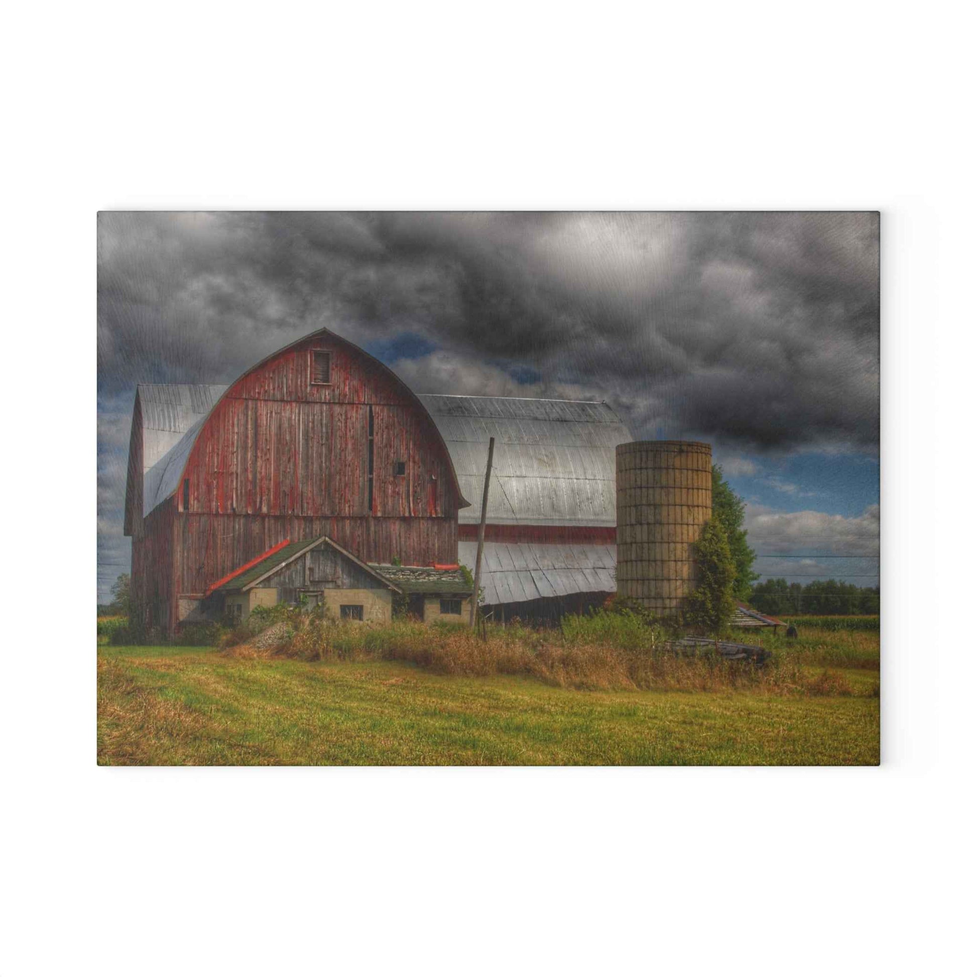 U R There Photography Valentine Road Red I Rustic Farmhouse Tempered-Glass Cutting Board